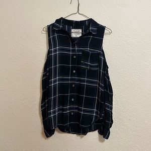 Abercrombie and Fitch Cut Out Plaid Long Sleeve Button Up